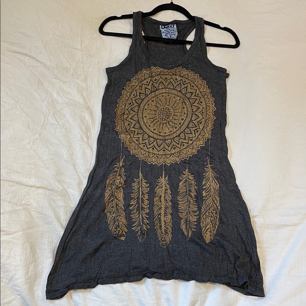 Awesome tank dress.  Just above knee length